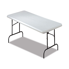 AbilityOne 7105016976844 SKILCRAFT Blow Molded Folding Tables, Rectangular, 60 x 30 x 29, Gray