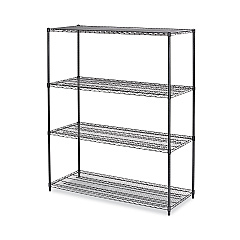 Alera All-Purpose Wire Shelving Starter Kit, 4-Shelf, 60 x 24 x 72, Black Anthracite Plus (ALESW206024BA)