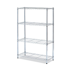 Alera Residential Wire Shelving, Four-Shelf, 36w x 14d x 54h, Silver (ALESW843614SR)