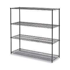 Alera BA Plus Wire Shelving Kit, 4 Shelves, 72" x 24" x 72", Black Anthracite Plus (ALESW207224BA)