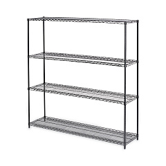 Alera BA Plus Wire Shelving Kit, 4 Shelves, 72" x 18" x 72", Black Anthracite Plus (ALESW207218BA)