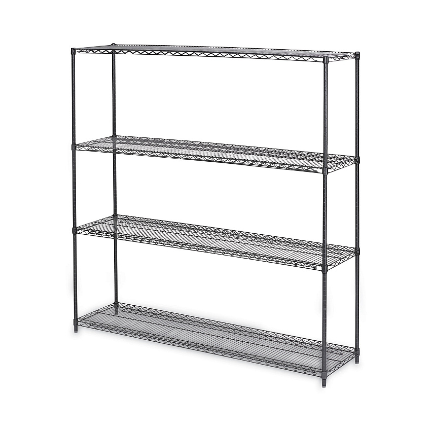 Alera BA Plus Wire Shelving Kit, 4 Shelves, 72" x 18" x 72", Black Anthracite Plus (ALESW207218BA)