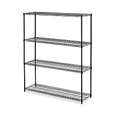 Alera All-Purpose Wire Shelving Starter Kit, 4-Shelf, 60 x 18 x 72, Black Anthracite Plus (ALESW206018BA)