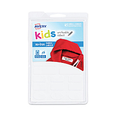 Avery Kids No-Iron Fabric Labels, 6 x 4, White, 15 Labels/Sheet, 3 Sheets/Pack (40700)