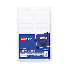 Avery No-Iron Fabric Labels, 0.5 x 1.75, White, 18/Sheet, 3 Sheets/Pack (40720)