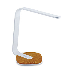 BLACK+DECKER LED Desk Lamp, White/Wood (VLED1818BD)