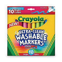 Crayola Ultra-Clean Washable Markers, Broad Bullet Tip, Assorted Colors, 8/Pack (587855)