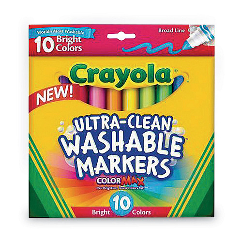 Crayola Ultra-Clean Washable Markers, Broad Bullet Tip, Assorted Colors, 8/Pack (587855)