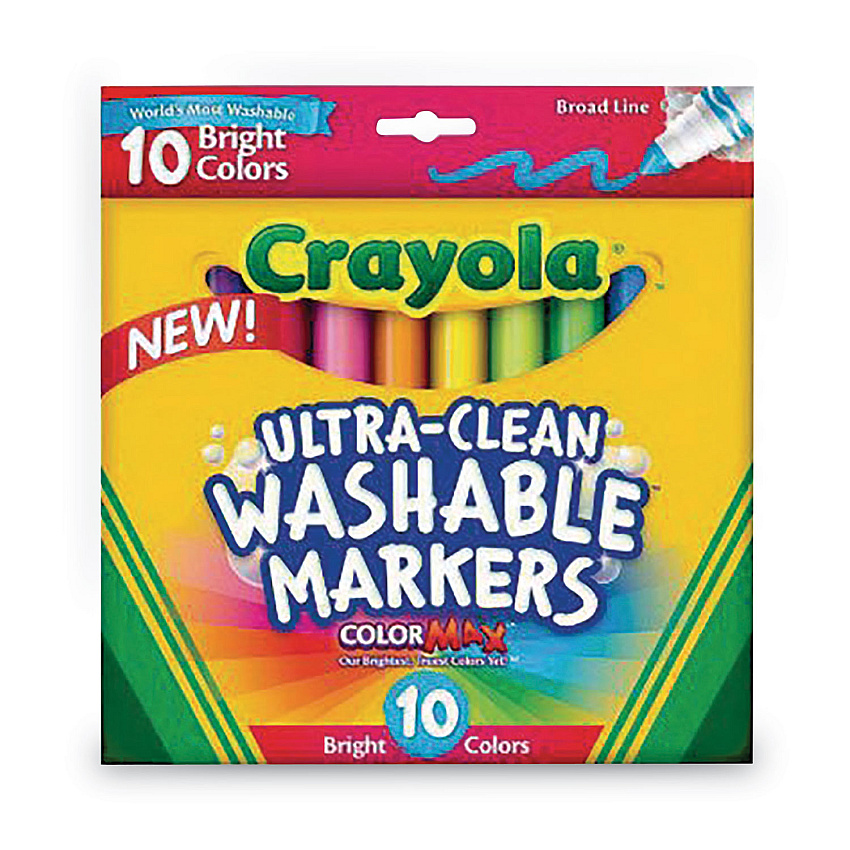 Crayola Ultra-Clean Washable Markers, Broad Bullet Tip, Assorted Colors, 8/Pack (587855)