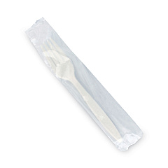 Emerald Individually Wrapped Heavyweight PLA Forks, Beige, 500/Carton (PME01222)