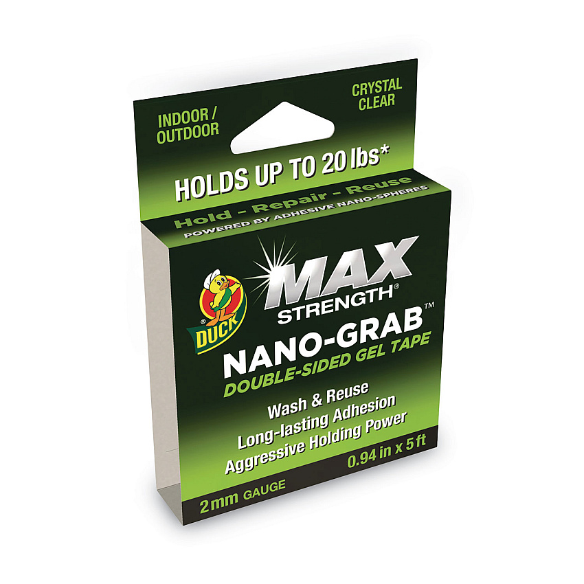 Duck MAX Strength Nano-Grab Double-Sided Gel Tape, 0.94" x 5 ft, Clear (287264)