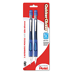 Pentel Quicker Clicker Mechanical Pencil, 0.7 mm, HB (#2.5), Black Lead, Blue Barrel, 2/Pack (PD347BP2K6)