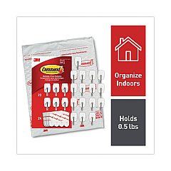 Command Small Wire Hooks, Small, Plastic/Metal, 0.5 lb Capacity, White, 22 Hooks and 24 Strips/Pack (1706722NA)