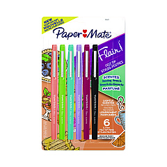 Paper Mate Flair Scented Felt Tip Porous Point Pen, Stick, Medium 0.7 mm, Assorted Ink and Barrel Colors, 6/Pack (2125407)