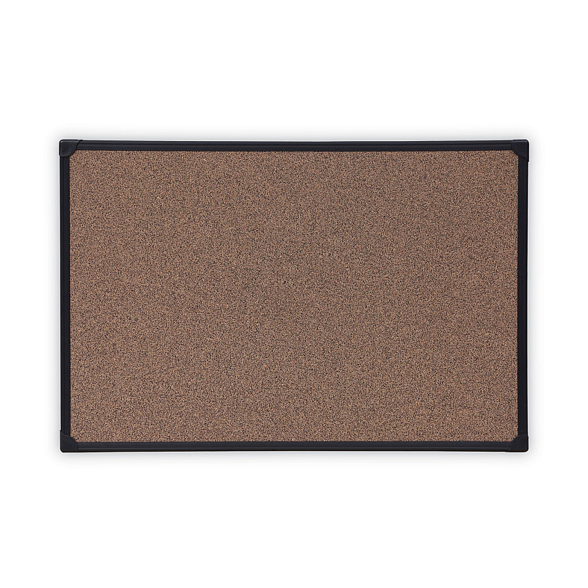 Universal Tech Cork Board, 36 x 24, Cork, Black Plastic Frame (UNV43022)