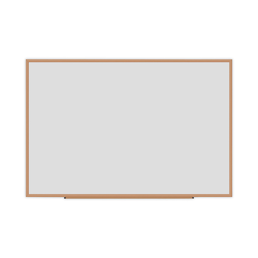 Universal Dry-Erase Board, Melamine, 72 x 48, White, Oak-Finished Frame (UNV43621)