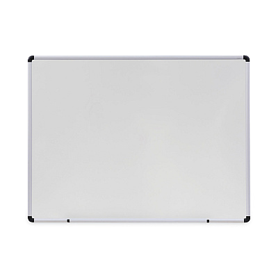 Universal Dry Erase Board, Melamine, 48 x 36, White, Black/Gray Aluminum/Plastic Frame (UNV43724)