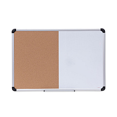 Universal Cork/Dry Erase Board, Melamine, 36 x 24, Black/Gray, Aluminum/Plastic Frame (UNV43743)