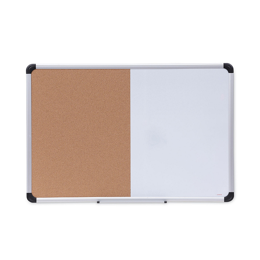 Universal Cork/Dry Erase Board, Melamine, 36 x 24, Black/Gray, Aluminum/Plastic Frame (UNV43743)
