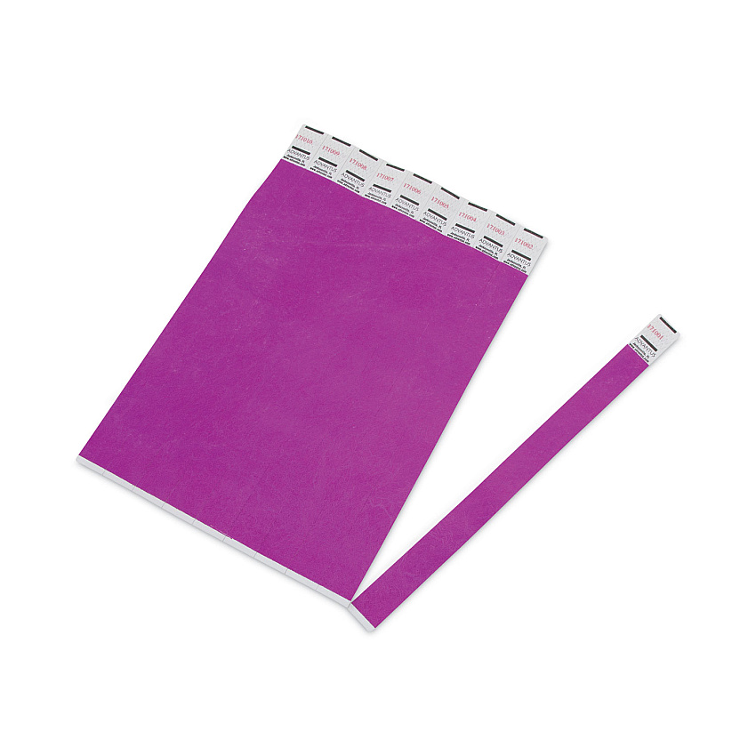 Advantus Crowd Management Wristbands, Sequentially Numbered, 9.75" x 0.75", Purple, 100/Pack (75440)