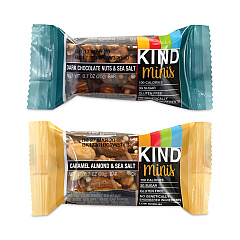 KIND Minis, Dark Chocolate Nuts Sea Salt/Caramel Almond Nuts Sea Salt, 0.7 oz Bar, 32 Bars/Box (22000799)