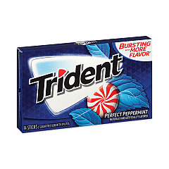 Trident Sugar-Free Gum, Perfect Peppermint, 14 Pieces/Pack, 9 Packs/Box (20902517)