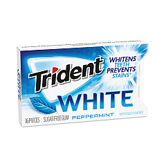 Trident Sugar-Free Gum, White Peppermint,16 Pieces/Pack, 9 Packs/Box (20902451)