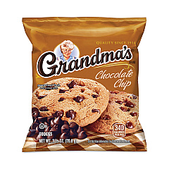 Grandma's Homestyle Chocolate Chip Cookies, 2.5 oz Pack, 2 Cookies/Pack, 60 Packs/Carton (29500060)