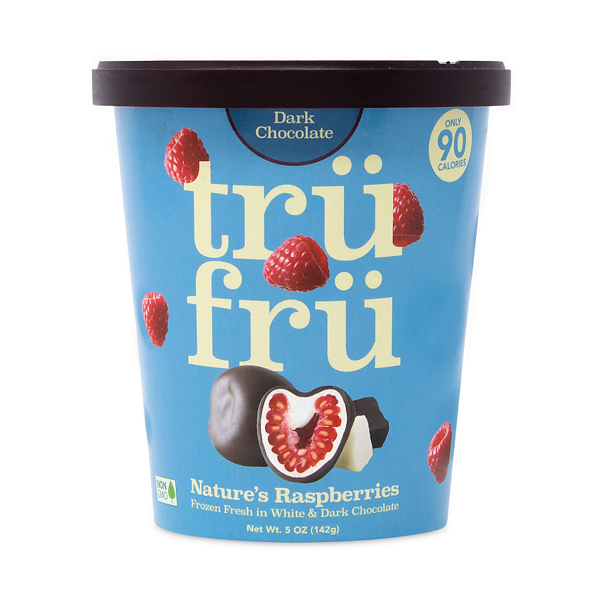 Tru Fru Nature's Hyper-Chilled Raspberries in White and Dark Chocolate, 5 oz Cup, 8/Carton (90300268)