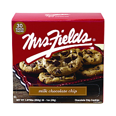 Mrs. Fields Milk Chocolate Chip Cookies, 1 oz, Indidually Wrapped Pack, 30/Box (21200009)