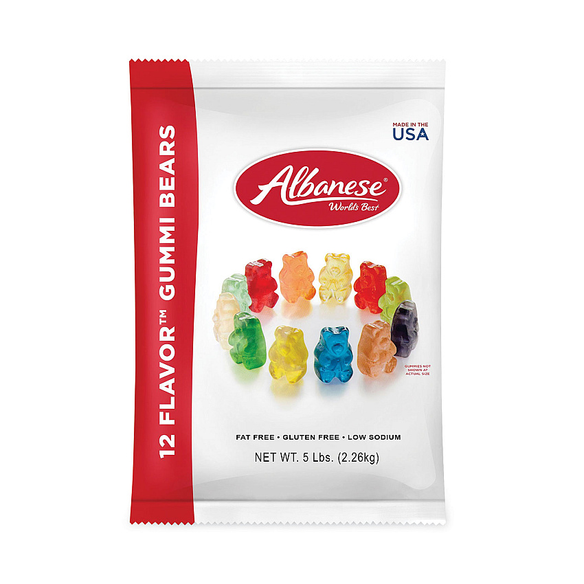 Albanese World's Best Gummi Bears, 5 lb Pouch, Assorted (20600001)