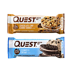 Quest Protein Bar Value Pack, Chocolate Chip Cookie Dough, Cookies and Cream, 2.12 oz Bar, 14 Count (22000966)