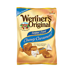 Werther's Original Sugar Free Chewy Caramel Candy, 1.46 oz Bag, 12/Pack (30200005)