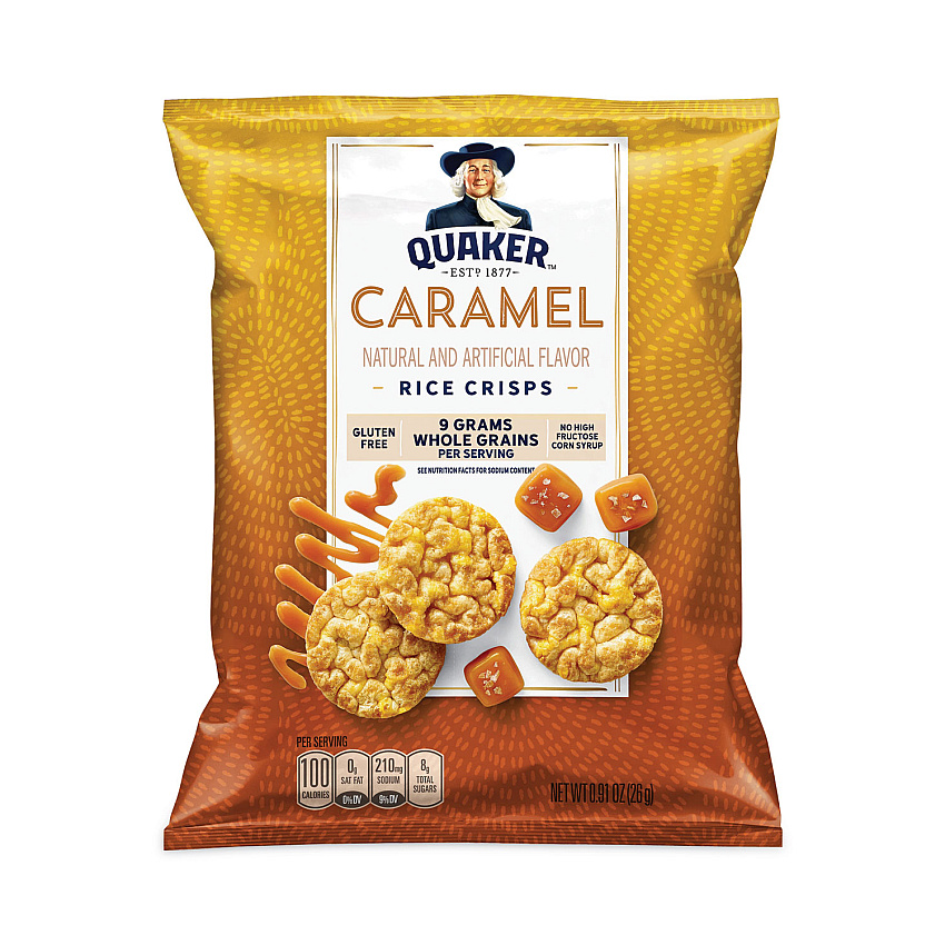 Quaker Rice Crisps, Caramel, 0.67 oz Bag, 60 Bags/Box (29500052)