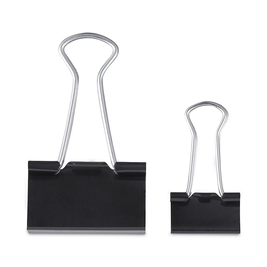 Universal Binder Clips in Dispenser Tub, Assorted Sizes, Black/Silver, 60/Pack (UNV11160)