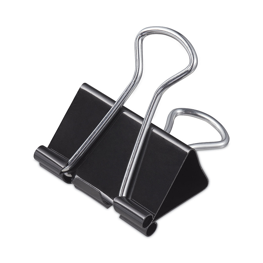 Universal Binder Clips in Dispenser Tub, Medium, Black/Silver, 24/Pack (UNV11124)