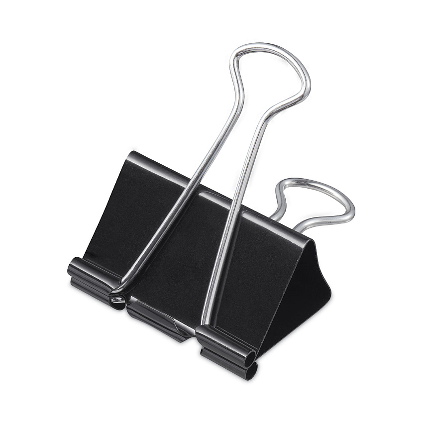 Universal Binder Clips in Zip-Seal Bag, Large, Black/Silver, 36/Pack (UNV10220VP)