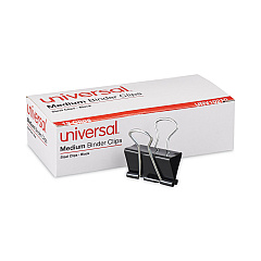 Universal Binder Clips, Medium, Black/Silver, Dozen (UNV10210)