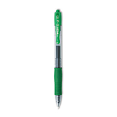 Pilot G2 Premium Gel Pen, Retractable, Fine 0.7 mm, Green Ink, Smoke Barrel, Dozen (31025)