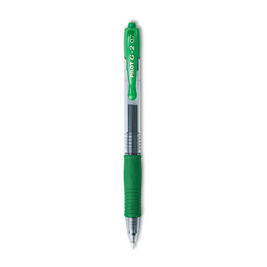 Pilot G2 Premium Gel Pen, Retractable, Fine 0.7 mm, Green Ink, Smoke Barrel, Dozen (31025)