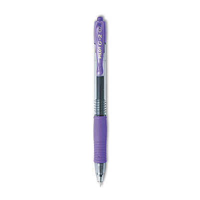 Pilot G2 Premium Gel Pen, Retractable, Fine 0.7 mm, Purple Ink, Smoke Barrel, Dozen (31029)