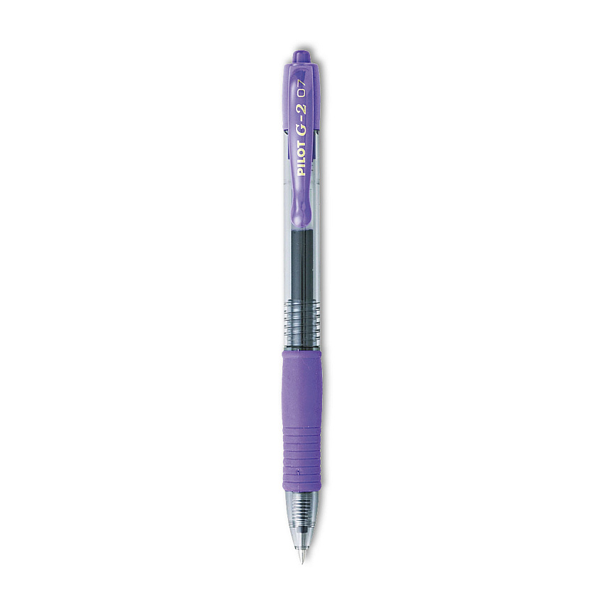 Pilot G2 Premium Gel Pen, Retractable, Fine 0.7 mm, Purple Ink, Smoke Barrel, Dozen (31029)