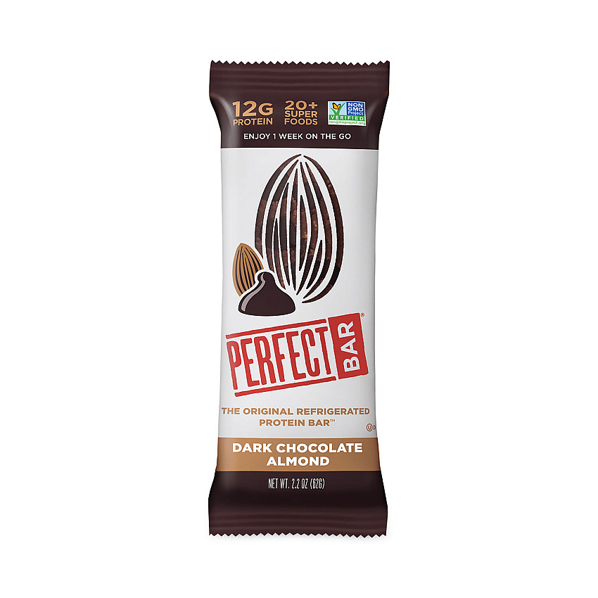 Perfect Bar Refrigerated Protein Bar, Dark Chocolate Almond, 2.2 oz Bar, 16 Count (30700246)