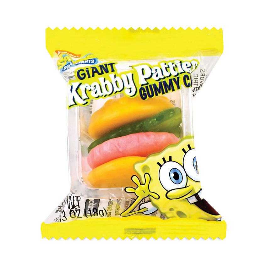 Nickelodeon SpongeBob Squarepants Giant Krabby Patties Gummy Candy, 0.63 oz Pack, 36/Box (2500006)