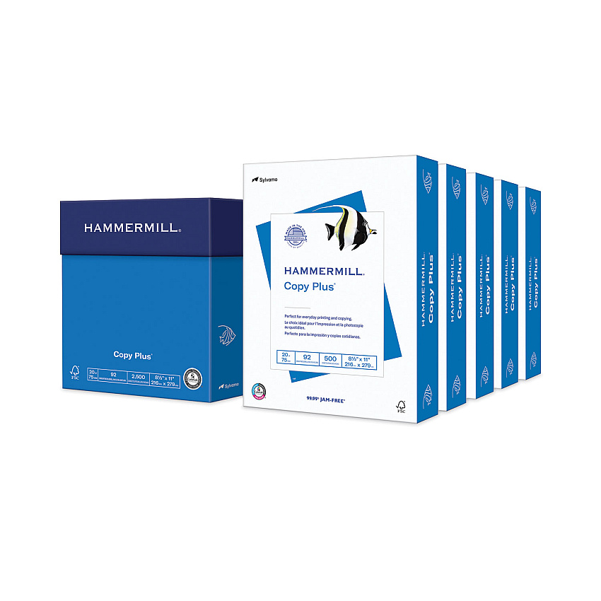 Hammermill Copy Plus Print Paper, 92 Bright, 20 lb Bond Weight, 8.5 x 11, White, 500 Sheets/Ream, 5 Reams/Carton (105650)