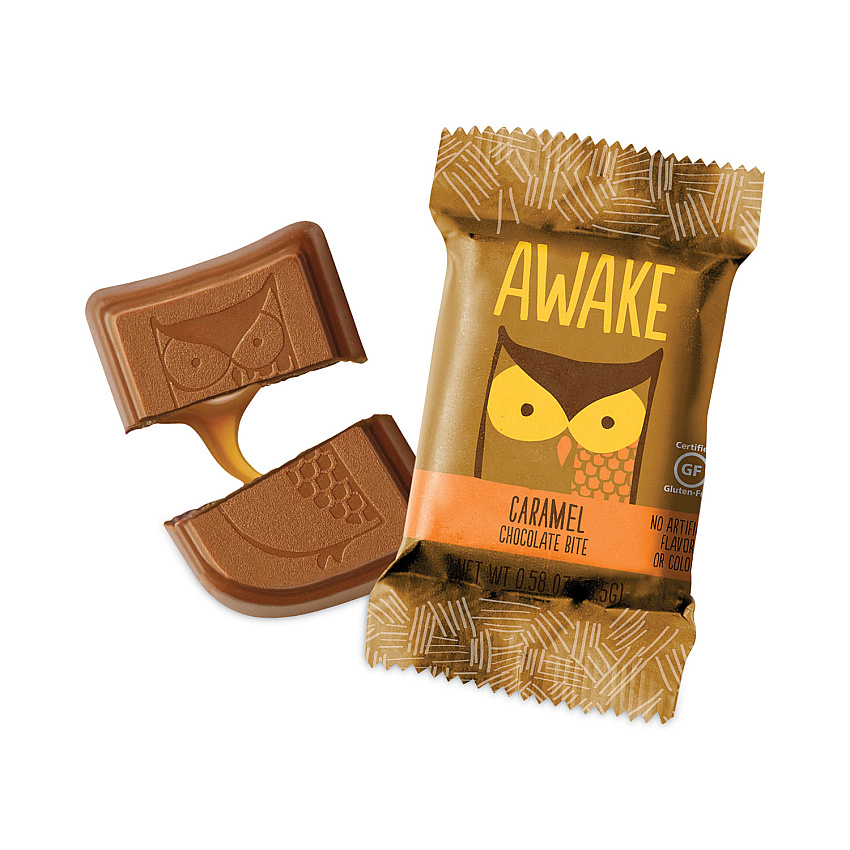 Awake Caffeinated Caramel Chocolate Bites, 0.58 oz Bars, 50 Bars/Box (30700315)