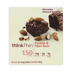 thinkThin High Protein Bars, Almond Brownie, 1.41 oz Bar, 10 Bars/Box (30700117)