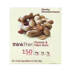 thinkThin High Protein Bars, Chunky Chocolate Peanut, 1.41 oz Bar, 10 Bars/Box (30700116)