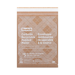 Scotch Curbside Recyclable Padded Mailer, #5, Self-Adhesive Closure, Interior Dimensions: 10.8 x 14.8, Natural Kraft, 100/Carton (CR51)