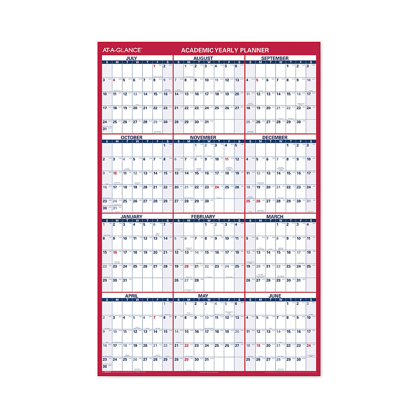 AT-A-GLANCE Academic Erasable Reversible Extra Large Wall Calendar, 48 x 32, White/Black, 12 Month (July to June): 2022 to 2023 (PM36AP28)